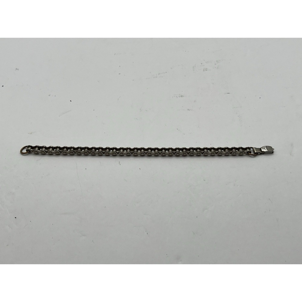 Vintage Double Row Roller Chain Bracelet 8" Biker Motorcycle Industrial